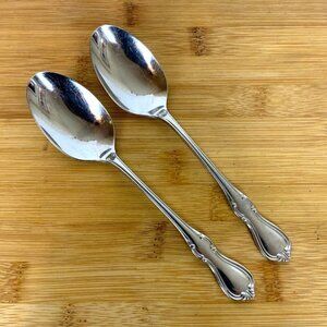 Reed & Barton Camelot 2 Oval Soup Spoons Stainless Steel Discontinued Pattern